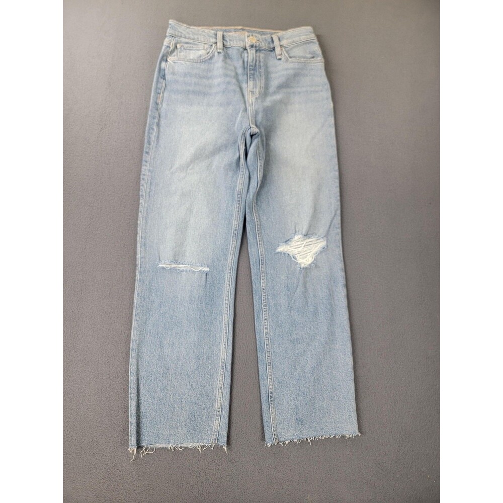 Hudson Jeans Womens 28 Light Wash Remi High Rise Straight Distressed Raw Hem